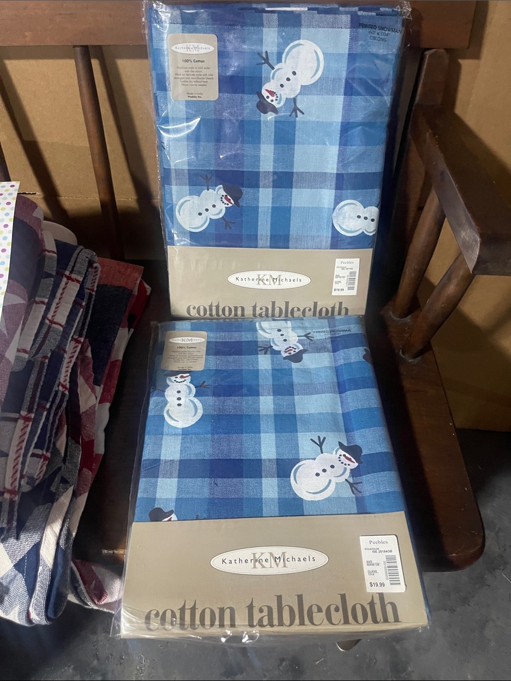 Blue Snowman Cotton Tablecloth
